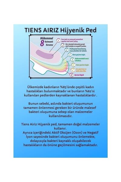 Airiz Tiens Hijyenik Kadın Pedi Seti 6'lı Paket 98 Adet