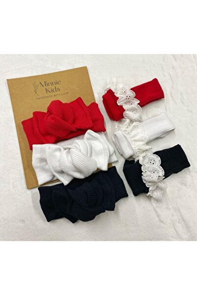 MinnieKids 3 Lü Fistolu Çorap Ve Bandan Set