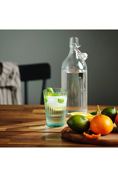 IKEA 4'lü Cam Bardak Seti Su Kola Meşrubat Bardağı Açık Turkuaz 310 ml