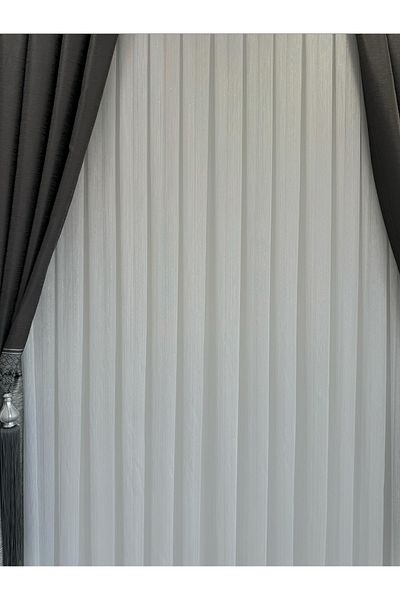 beatiful High Non-Wrinkle 1/3 Sik Pleated Tulle Curtain Linen Silver Striped Thick Gramage Don'T Want Ironing Pipe Pleat