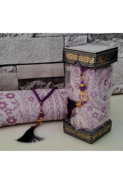 hira tasarım Hediyelik Çeyizlik Kutulu Seccade Seti Lüks Tafta Seccade Ve Inc...