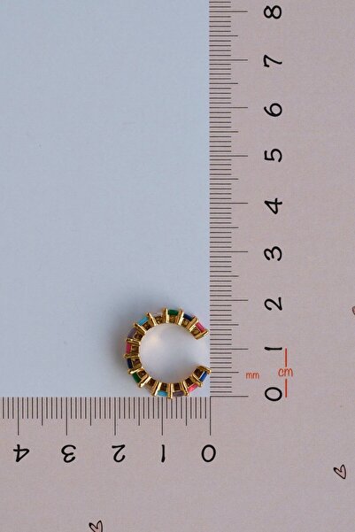 Mu Minamu Zirkon Taşlı Earcuff Taşlı Halka Sıkıştırmalı Kıkırdak Küpesi