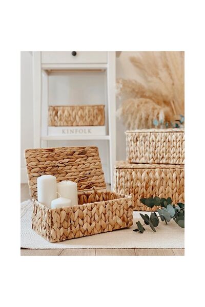 ELZEY HOME صندوق مستطيل متعدد الأغراض بغطاء مقاس 44x32 سم