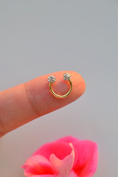 Mu Minamu 8 mm İki Ucu Işıltılı Taşlı Çelik Piercing