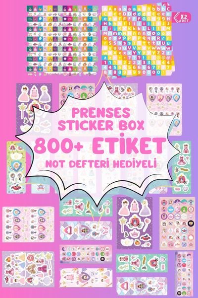 Irk Lemoon Çocuklar Için 800 Sticker Seti, Prenses Origami Kağıdı Ve Not Deft...