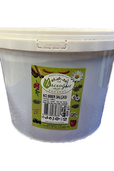 Hacıoğlu baharat Hatay Yöresel Doğal Biber Salçası Acılı 5 Kg / 5000 gr Kova