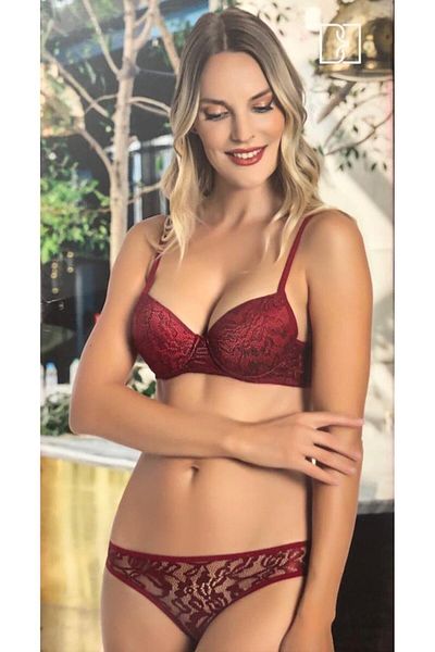 BÜŞRA Σετ σουτιέν 290 Claret Red Push Up Underwire
