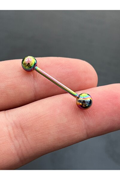 Karınca Piercing Gökkuşağı Renkli Ilk Delim Uzun Piercing 20 Mm Dil Piercingi