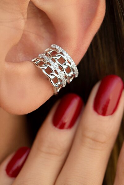 Mu Minamu Zincirli Model Earcuff Çoklu Kıkırdak Küpesi Delik Gerektirmez Kıkırdak Küpesi