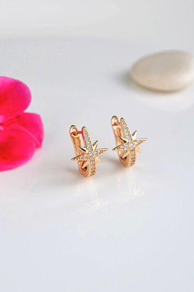 Mu Minamu Kuzey Yıldızı Oval Halka Küpe Kutup Yıldızlı Küpe