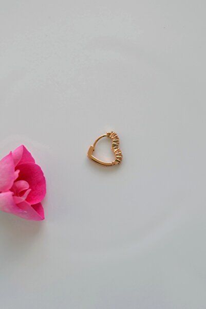 Mu Minamu Kalp Model Helix Küpesi Zirkon Taşlı Minik Kalp Küpe Tek Adet