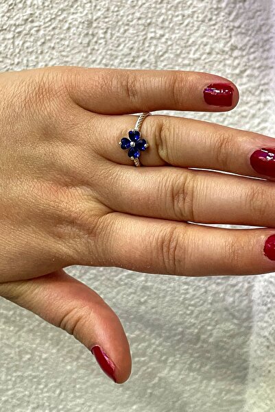 Agai Silver Yonca Model Safir Taşlı Gümüş Yüzük