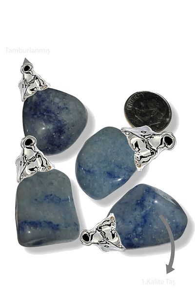 Tesbih Atölyesi Real Angelite Stone Drummed Necklace - Certified (angel Stone)