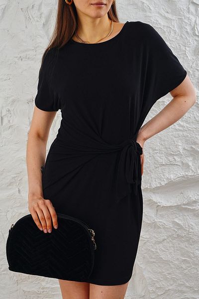 LİVE SPORT Sandy Fabric - Rochie Neagră Mini Femei cu cravată laterală