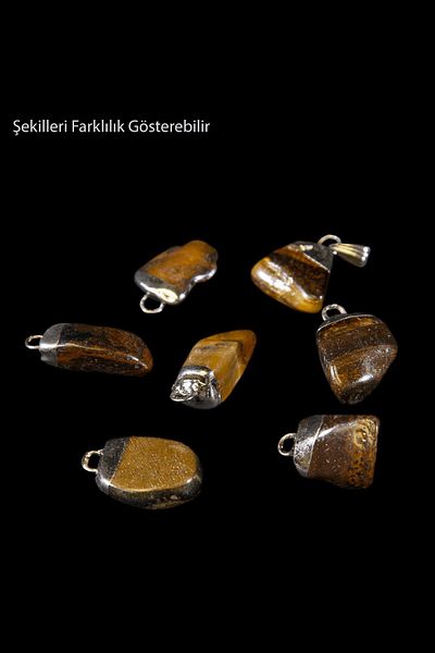Tesbih Atölyesi Real Tiger Tumbled Certified Eye Stone Necklace