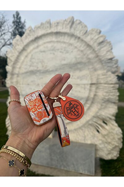 casehometr Range Rover Hermes desenli Turuncu anahtar kılıfı