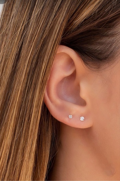 Mu Minamu Çelik Tektaş Küpe Lob Kıkırdak Conch