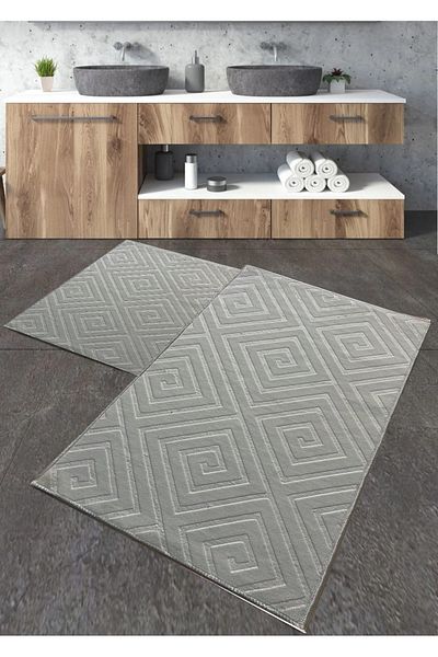BLACK DİAMOND HOME Χαλάκι μπάνιου Röfley νέας γενιάς - 60x100 / 50x60, αντιολισθητική βάση που πλένεται, ανάγλυφο μοντέλο