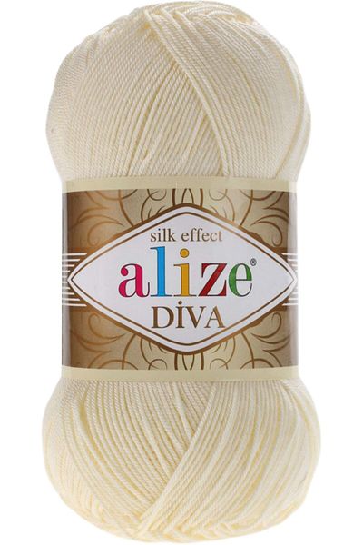 Alize Diva Mercerized Hand Knitting Floss Color Code:01-Cream