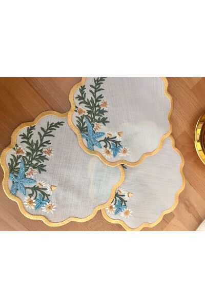 Nakışkonsept Набір коктейльних серветок з квітковим візерунком, 6 шт.