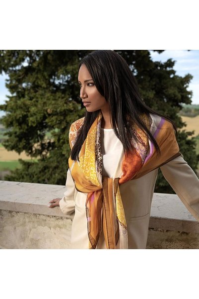 HUCKBERRY Daphne Italian Made Premium Series Famous Barbieri Made Scarf Bandana Shawl Como Scarf