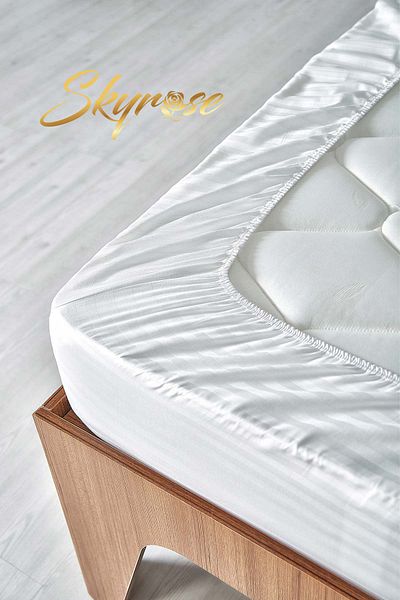 Skyrose Striped Satin Fitted Sheet Set, Hotel and Home Textile, with 3 different Size Options, Dowry Box, Eco