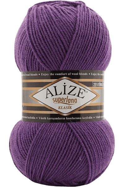 Alize Superlana Classic Hand Knitting Yarn Yarn Wool Color Code:44-purple
