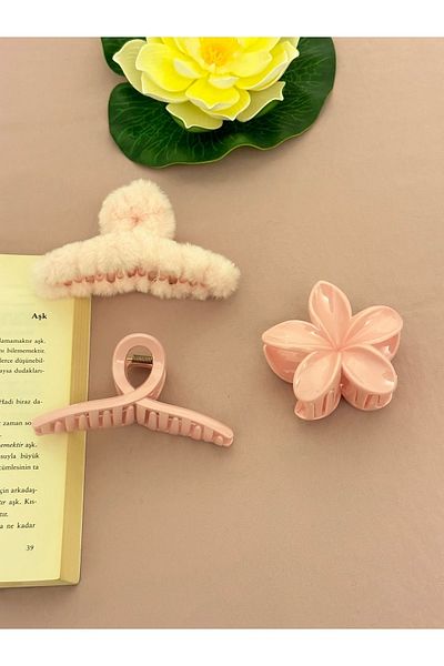 PREGIO XL 3-Piece Women's Plush Furry Bow Lotus Latch Buckle Set