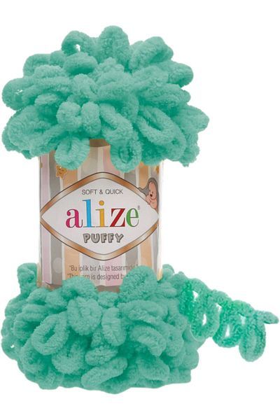 Alize Νήματα πλεξίματος με παγιέτες χρώματος μέντας - Μαλλί χειρός: 490