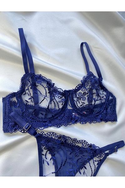 SÜSEN LİNGERİE SÖTÉTKÉK BRODE MELLTARTÓ SZETT, NŐI SEXY FEHÉR, NŐI CSIPKE TUL FANCY FEHÉR
