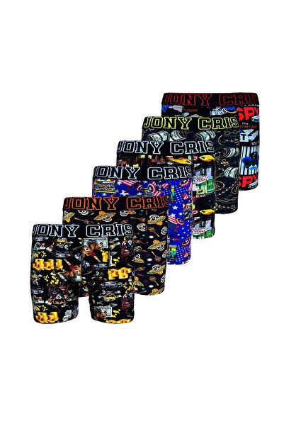 JONY CRIS Baskılı Desenli Erkek Boxer 6’lı Paket Premium Iç Çamaşırı