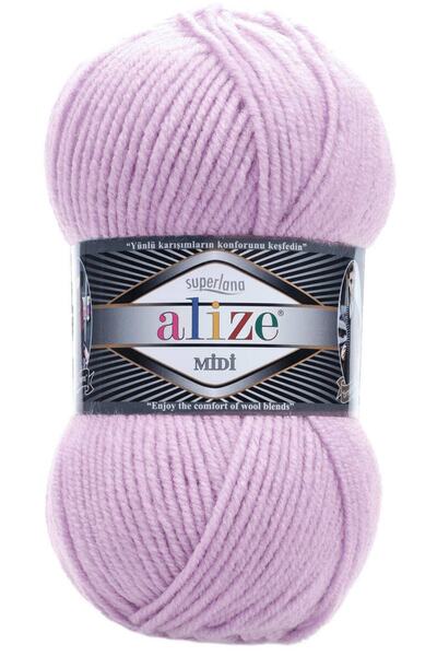 Alize Superlana Midi El Örgü Ipi Ipliği Yünü Renk Kodu:505-küllü Lila