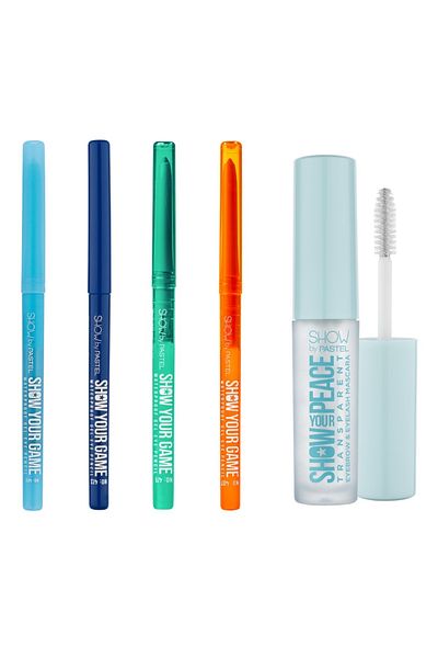 Show by Pastel Show Your Game Waterproof Gel Eye Pencil Eye Pencil 413-411-407-403 + Transparent Mascara