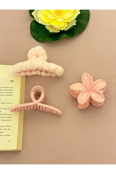 PREGIO XL 3-Piece Women's Plush Furry Bow Lotus Latch Buckle Set