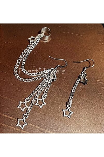 hbtasarim Kıkırdak ikili yıldız tasarım küpe