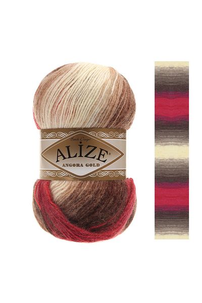 Alize Angora Gold Batik - 100g 550m 20% Wool 80% Acrylic Hand Knitting, Color Code: 4574