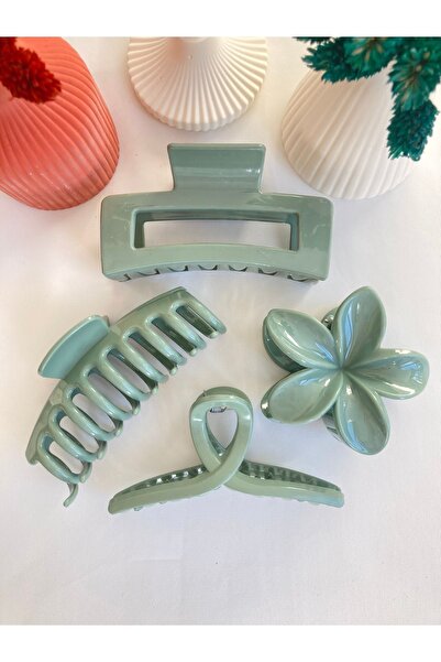 PREGIO Set de 4 catarame de damă de dimensiuni mari, de calitate A, cu cataramă pătrată, lotus, cu fundă