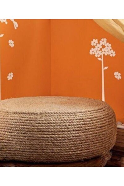 The Vidense Özel Tasarım Jüt, Kendir Halat Ip Hasır Dekoratif Orta Sehpa, Tek...