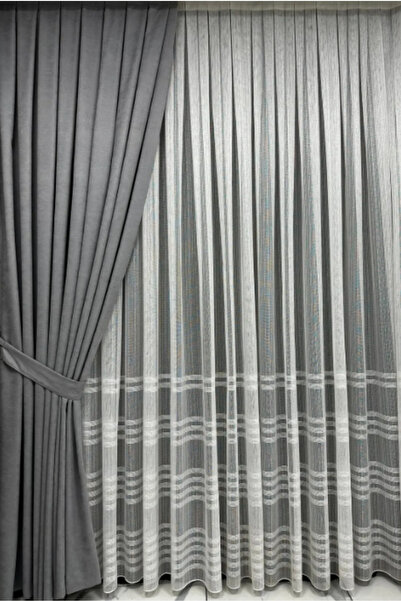 Özgün Home Ada Fon Perde Sık Pileli Açık Gri Perde