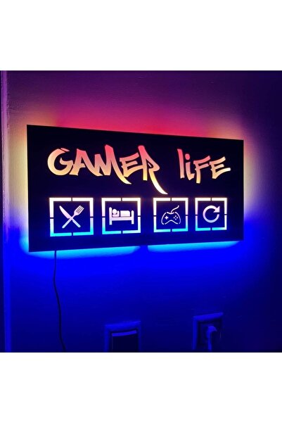 Genel Markalar Gamer Life Şerit Ledli Mdf Tablo