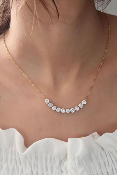 CLARİS 316L Çelik taşlı zarif su yolu kolyesi