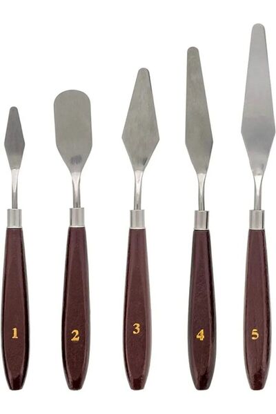 Modellino 5'li Metal Spatula Seti Painting Knife Akrilik Yağlı Boya Hobi Çalı...
