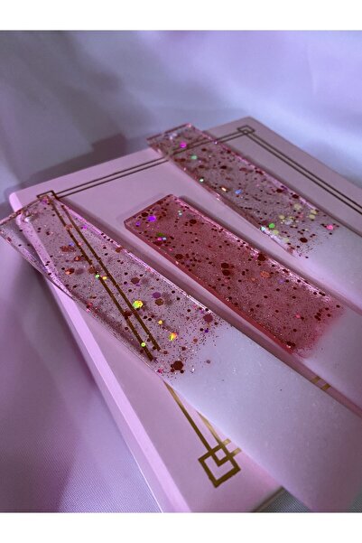 TATLIŞ علامة كتاب مصنوعة يدوياً من الإيبوكسي باللون الوردي1 قطعة