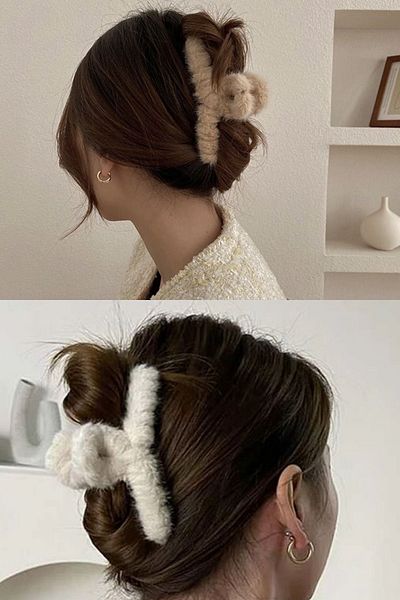 PREGIO Women's Xl 5-Piece Large Size Plush Furry Elegant Winter Peg Plush Buckle