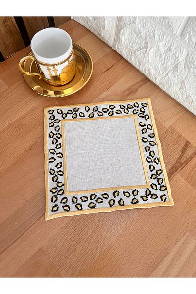 Nakışkonsept 1 Piece Leopard Patterned Cocktail Napkin