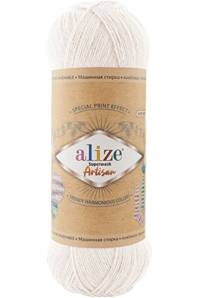 Alize Superwash Artisan %75 Yünlü El Örgü Ipi Renk Kodu:55-beyaz