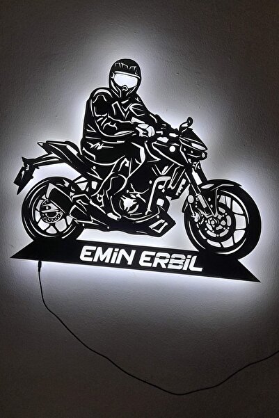 Bifikir Tasarım Yamaha Mt25 Motosiklet Led Işıklı Ahşap, Mdf Duvar Süsü, Duva...