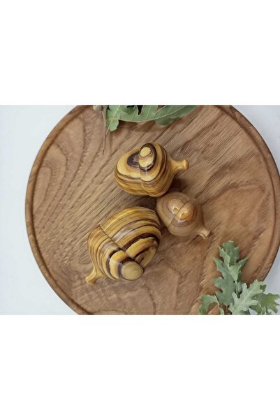 FEYZADE Zeytin Ağacından Dekoratif Meşe Palamudu 3 Adet (EL YAPIMI)