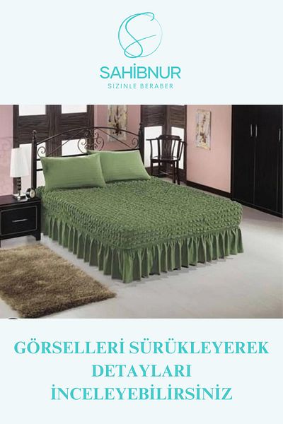 SAHİBNUR Wrap-Around Fabric, with Elastic Sheet Skirt, Flexible Double Bedspread 1Pc for Bed Covers