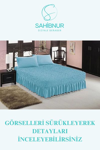 SAHİBNUR Wrap-Around Fabric, with Elastic Sheet Skirt, Flexible Double Bedspread 1Pc for Bed Covers